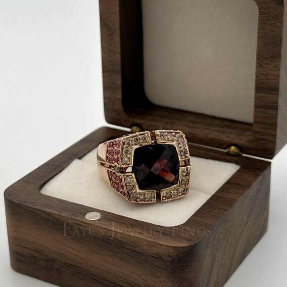 LeVian's Carlo Viani® Unisex Garnet Chocolate Diamond Ring - Picture 4 of 10